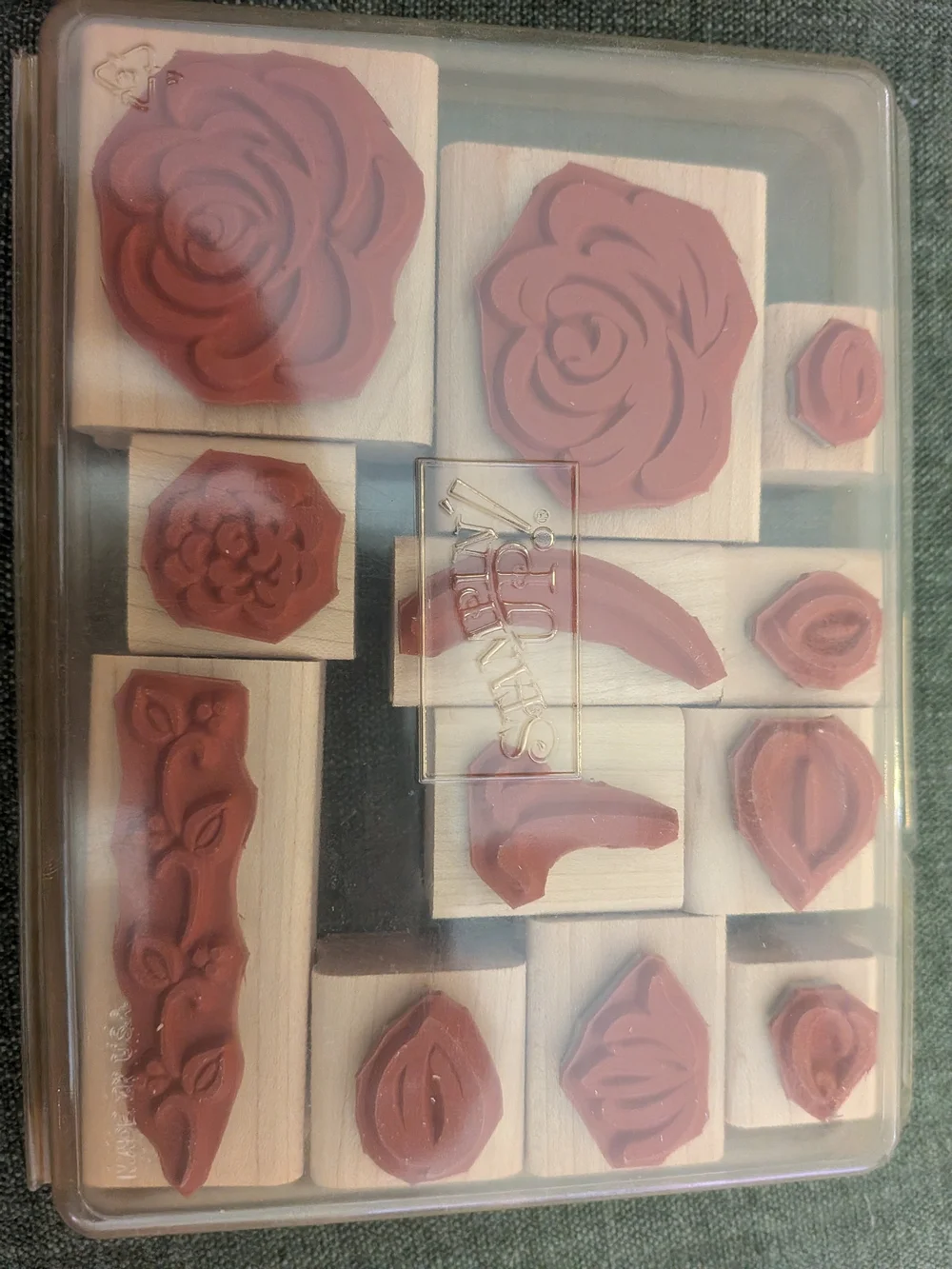 Stampin Up! Rose Rhapsody 2000  Rubber Stamp Set 13 W/ Container Lightly Used